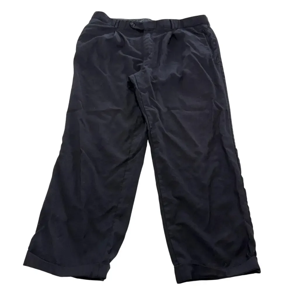 BOSS Hugo Boss Pants‎ Mens Medium Black Pleated Dress Trousers Cuffed Chino